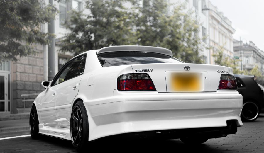 Rear of the Toyota Chaser Tourer V with its roof spoiler