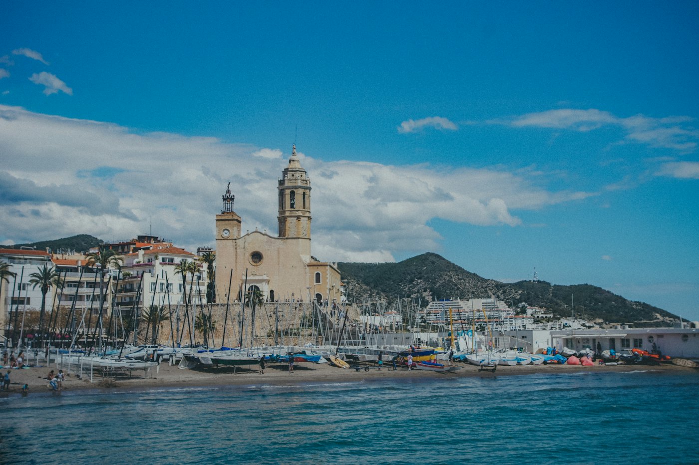 Sitges seafront with its church on the point