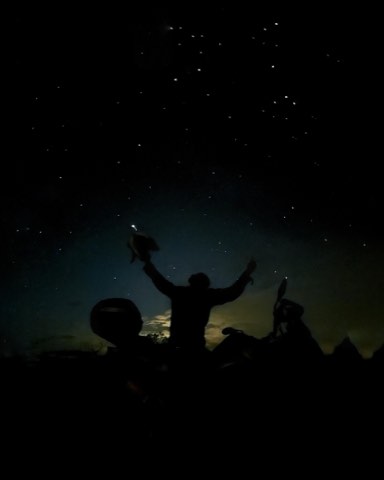 Ciel nocturne au-dessus de trails garées sur les hauteurs du Minas Gerais