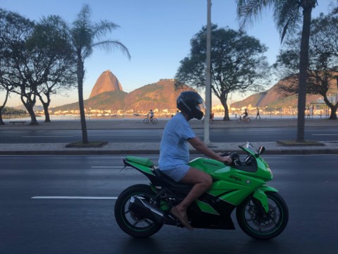 Rider above Guanabara Bay, Rio de Janeiro