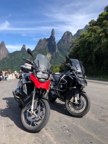 Adventure motorcycle on the Teresopolis mountain road